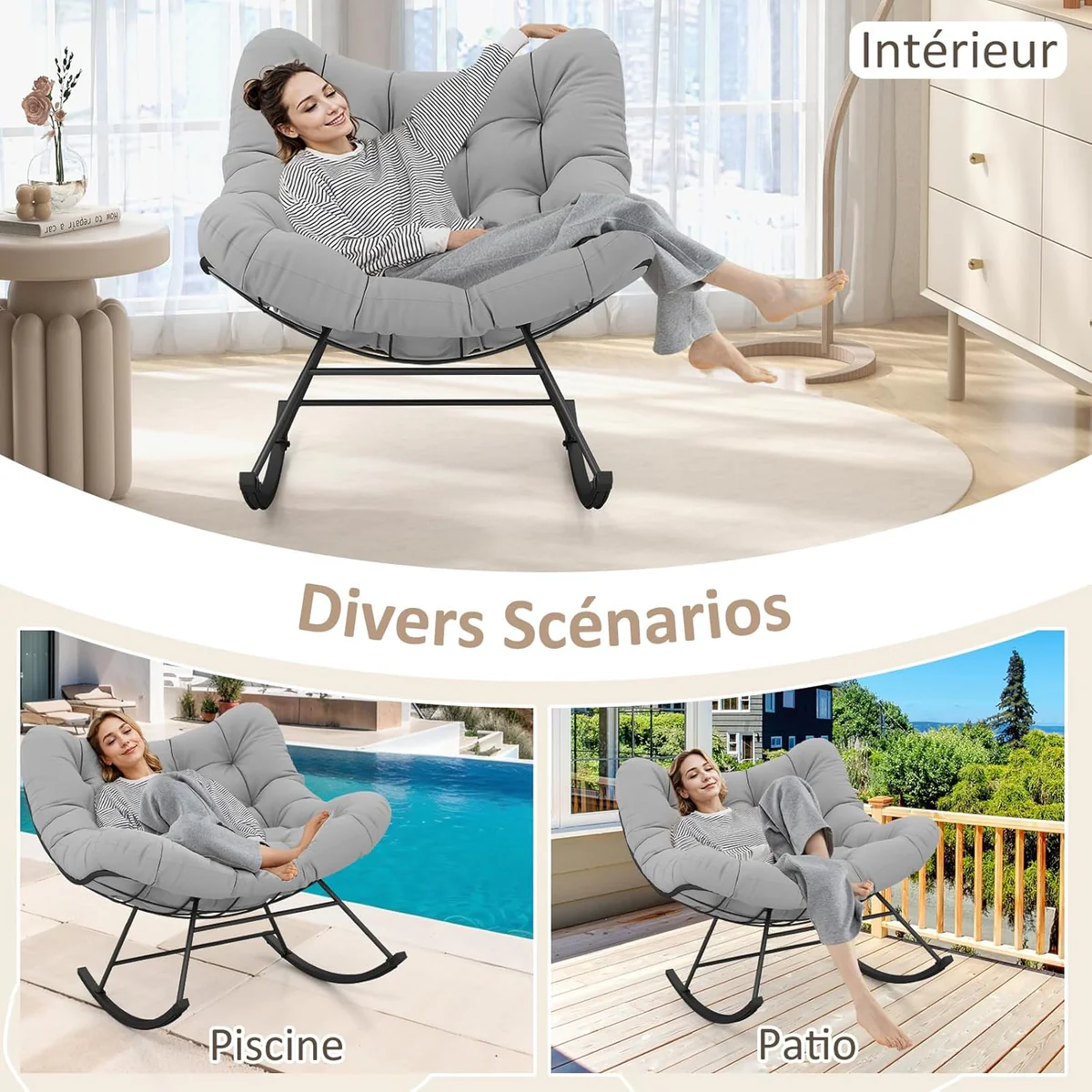 Scaun balansoar lounge cu pernă Cloud Comfort, imagine 8